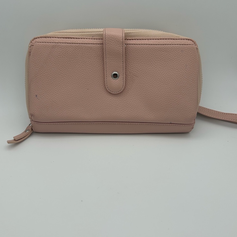 Large Pink Wallet Clutch With Wristlet - Picture 1 of 6